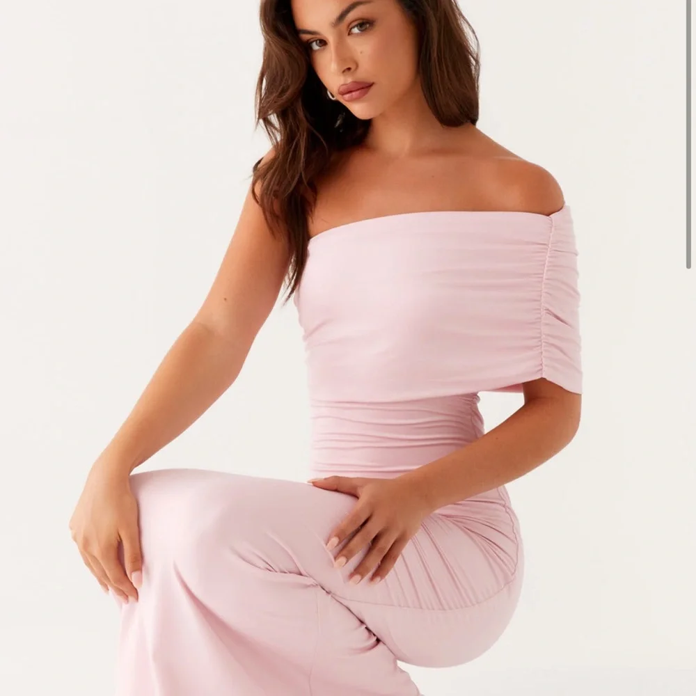 Peppermayo Pink Asymmetrical Ruched Gown - Picture 4 of 4